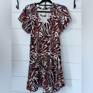 Anthropologie Orange and Brown Zebra Print Robin Mini Dress